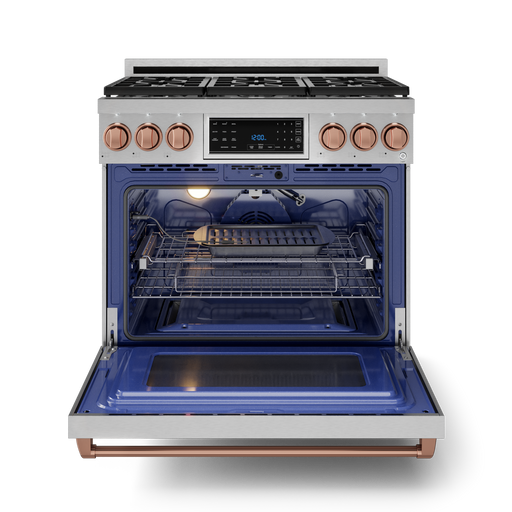 THOR Kitchen - 36-inch Gordon Ramsay Series Professional LP Range with Tilt Panel Touch Control in Stainless Steel/Rose Gold - RSG36LP-RSG - IMG2
