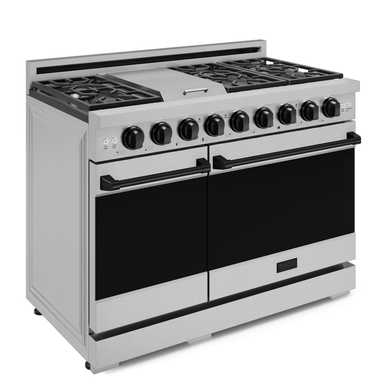 THOR Kitchen - 48-inch Gordon Ramsay Series Professional Gas Range with Pro-Style Knobs in Stainless Steel/Black - RSG48E-BLK - IMG3