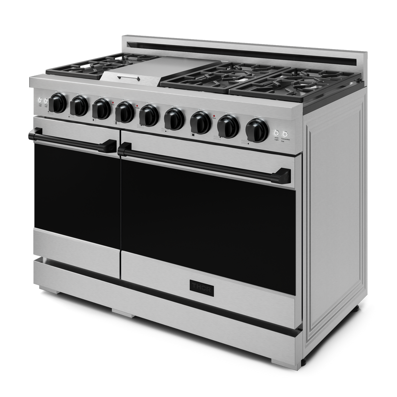 THOR Kitchen - 48-inch Gordon Ramsay Series Professional LP Range with Pro-Style Knobs in Stainless Steel/Black - RSG48ELP-BLK - IMG4