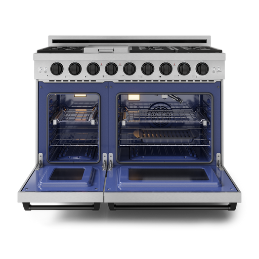 THOR Kitchen - 48-inch Gordon Ramsay Series Professional LP Range with Pro-Style Knobs in Stainless Steel/Black - RSG48ELP-BLK - IMG2