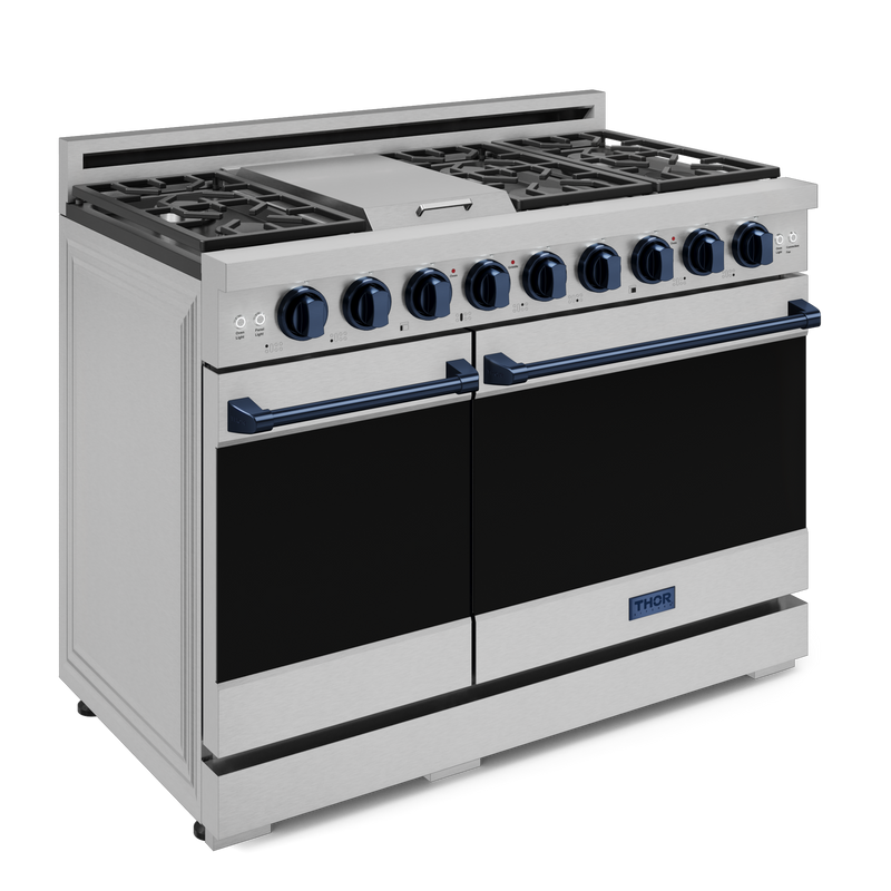 THOR Kitchen - 48-inch Gordon Ramsay Series Professional Gas Range with Pro-Style Knobs in Stainless Steel/Blue - RSG48E-BLU - IMG3