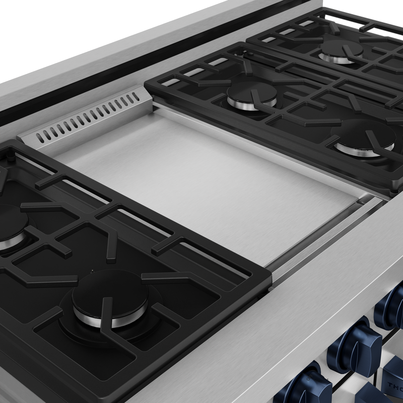 THOR Kitchen - 48-inch Gordon Ramsay Series Professional LP Range with Pro-Style Knobs in Stainless Steel/Blue - RSG48ELP-BLU - IMG6