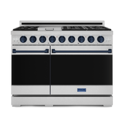 THOR Kitchen - 48-inch Gordon Ramsay Series Professional LP Range with Pro-Style Knobs in Stainless Steel/Blue - RSG48ELP-BLU - IMG1
