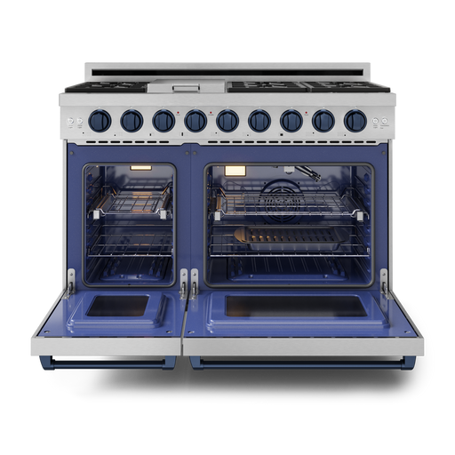 THOR Kitchen - 48-inch Gordon Ramsay Series Professional Gas Range with Pro-Style Knobs in Stainless Steel/Blue - RSG48E-BLU - IMG2