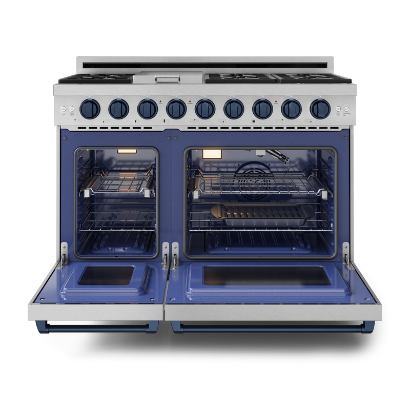 THOR Kitchen - 48-inch Gordon Ramsay Series Professional LP Range with Pro-Style Knobs in Stainless Steel/Blue - RSG48ELP-BLU - IMG2
