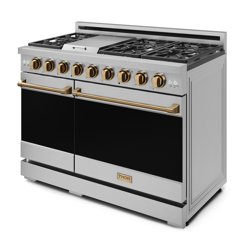 THOR Kitchen - 48-inch Gordon Ramsay Series Professional Gas Range with Pro-Style Knobs in Stainless Steel/Bronze - RSG48E-BRZ - IMG4