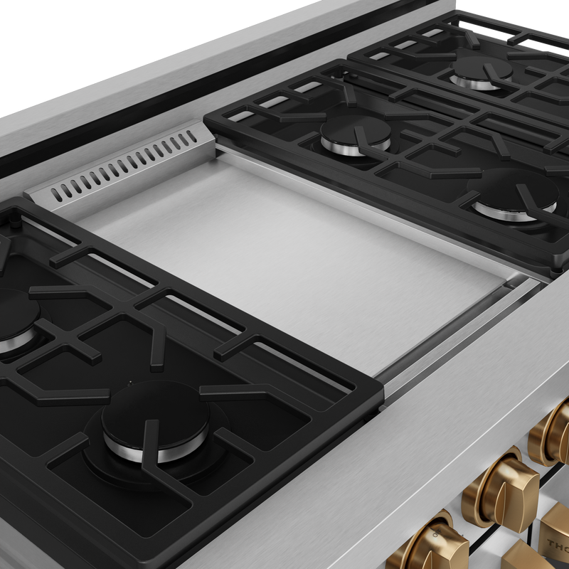 THOR Kitchen - 48-inch Gordon Ramsay Series Professional LP Range with Pro-Style Knobs in Stainless Steel/Bronze - RSG48ELP-BRZ - IMG6