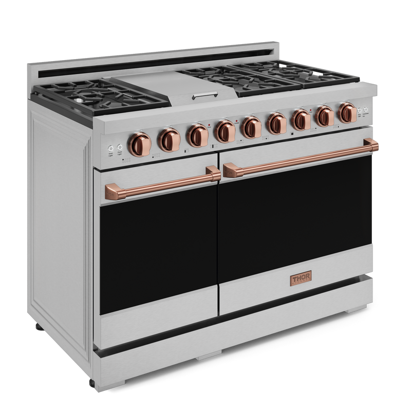 THOR Kitchen - 48-inch Gordon Ramsay Series Professional Gas Range with Pro-Style Knobs in Stainless Steel/Rose Gold - RSG48E-RSG - IMG3