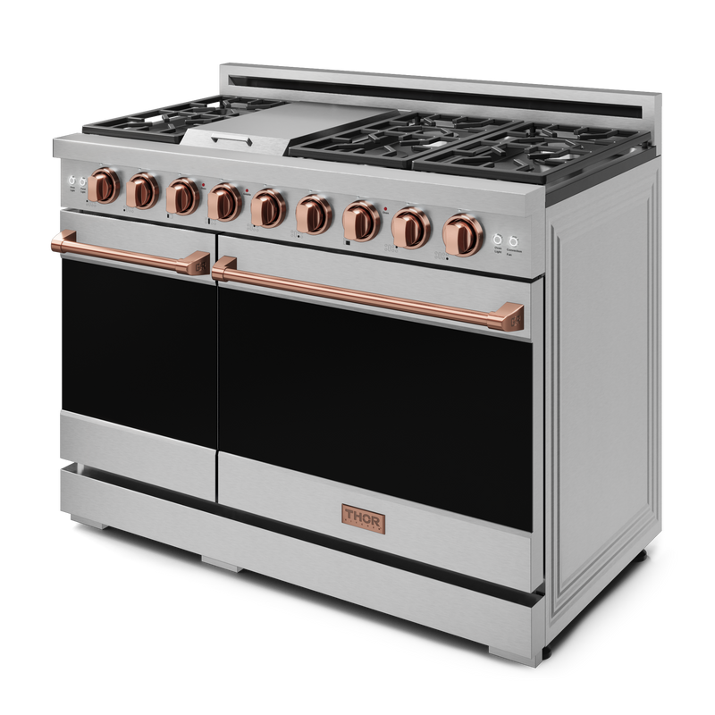 THOR Kitchen - 48-inch Gordon Ramsay Series Professional Gas Range with Pro-Style Knobs in Stainless Steel/Rose Gold - RSG48E-RSG - IMG4