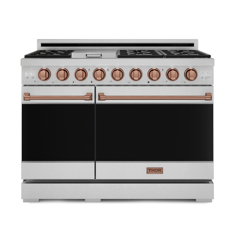 THOR Kitchen - 48-inch Gordon Ramsay Series Professional LP Range with Pro-Style Knobs in Stainless Steel/Rose Gold - RSG48ELP-RSG - IMG1