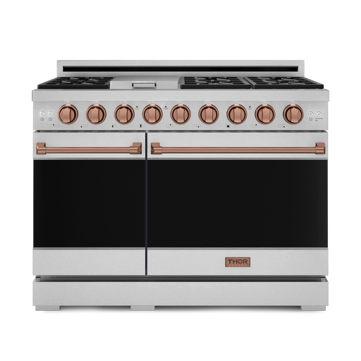 THOR Kitchen - 48-inch Gordon Ramsay Series Professional LP Range with Pro-Style Knobs in Stainless Steel/Rose Gold - RSG48ELP-RSG - IMG1