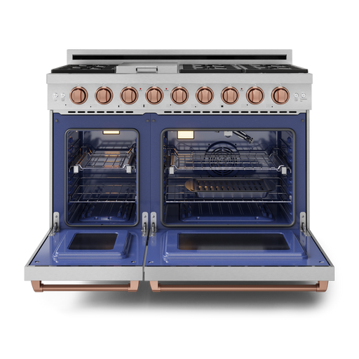 THOR Kitchen - 48-inch Gordon Ramsay Series Professional Gas Range with Pro-Style Knobs in Stainless Steel/Rose Gold - RSG48E-RSG - IMG2