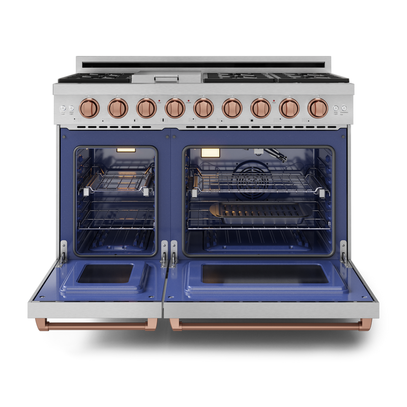 THOR Kitchen - 48-inch Gordon Ramsay Series Professional LP Range with Pro-Style Knobs in Stainless Steel/Rose Gold - RSG48ELP-RSG - IMG2