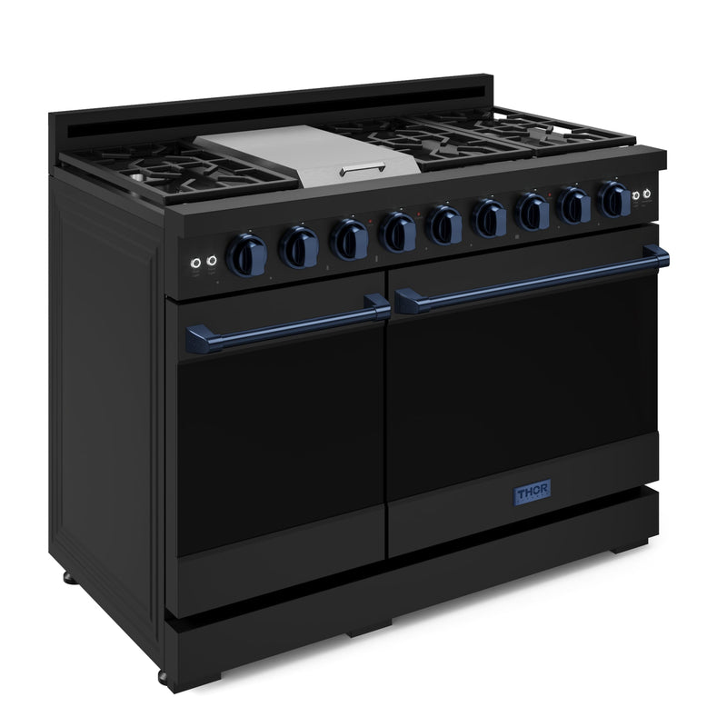 THOR Kitchen - 48-inch Gordon Ramsay Series Professional Gas Range with Pro-Style Knobs in Black/Blue - RSG48EB-BLU - IMG3