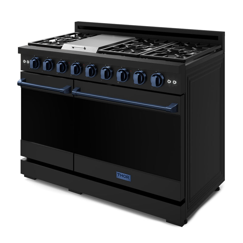 THOR Kitchen - 48-inch Gordon Ramsay Series Professional Gas Range with Pro-Style Knobs in Black/Blue - RSG48EB-BLU - IMG4