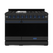 THOR Kitchen - 48-inch Gordon Ramsay Series Professional Gas Range with Pro-Style Knobs in Black/Blue - RSG48EB-BLU - IMG1