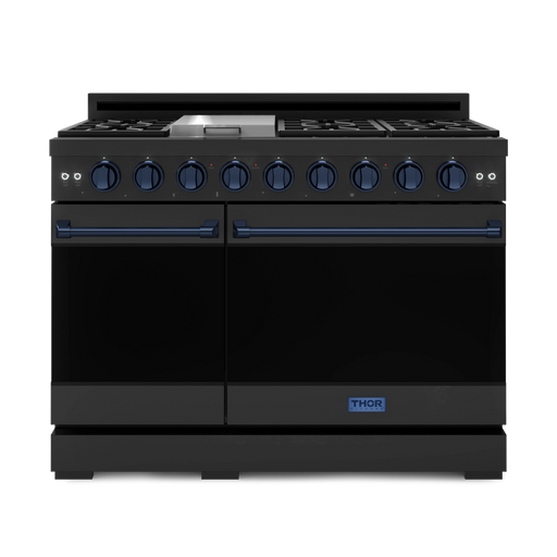 THOR Kitchen - 48-inch Gordon Ramsay Series Professional Gas Range with Pro-Style Knobs in Black/Blue - RSG48EB-BLU - IMG1