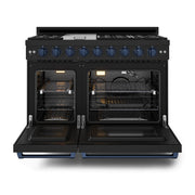 THOR Kitchen - 48-inch Gordon Ramsay Series Professional Gas Range with Pro-Style Knobs in Black/Blue - RSG48EB-BLU - IMG2