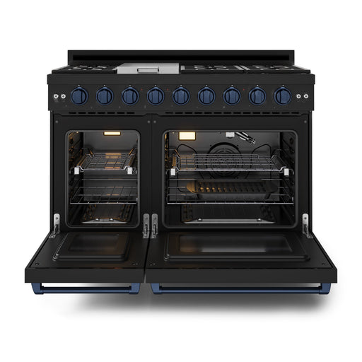 THOR Kitchen - 48-inch Gordon Ramsay Series Professional Gas Range with Pro-Style Knobs in Black/Blue - RSG48EB-BLU - IMG2
