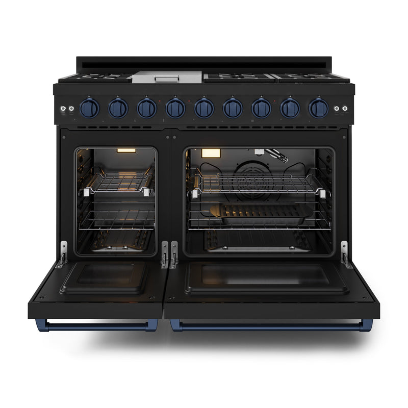 THOR Kitchen - 48-inch Gordon Ramsay Series Professional LP Range with Pro-Style Knobs in Black/Navy Blue - RSG48EBLP-BLU - IMG2