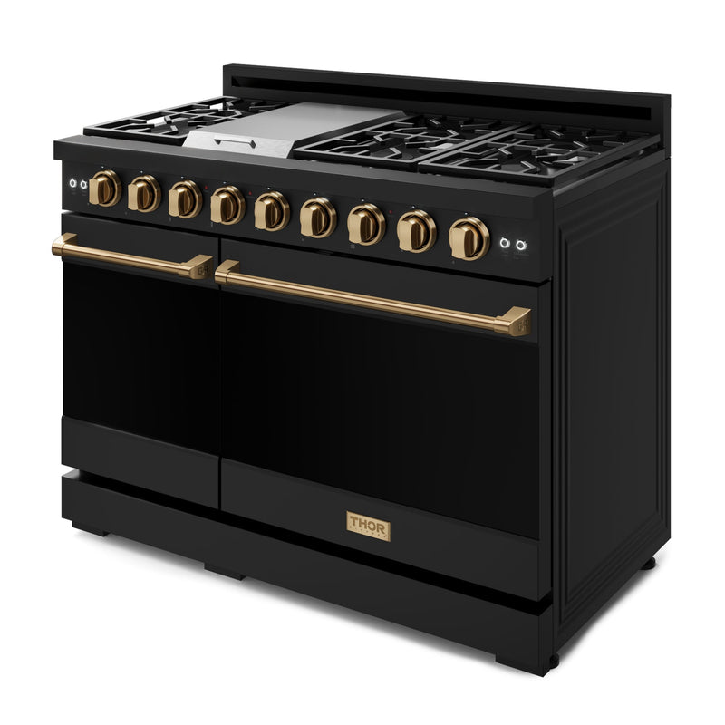 THOR Kitchen - 48-inch Gordon Ramsay Series Professional Gas Range with Pro-Style Knobs in Black/Bronze - RSG48EB-BRZ - IMG3