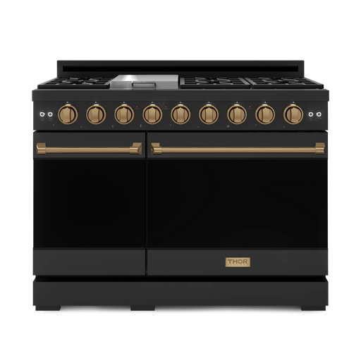 THOR Kitchen - 48-inch Gordon Ramsay Series Professional Gas Range with Pro-Style Knobs in Black/Bronze - RSG48EB-BRZ - IMG1