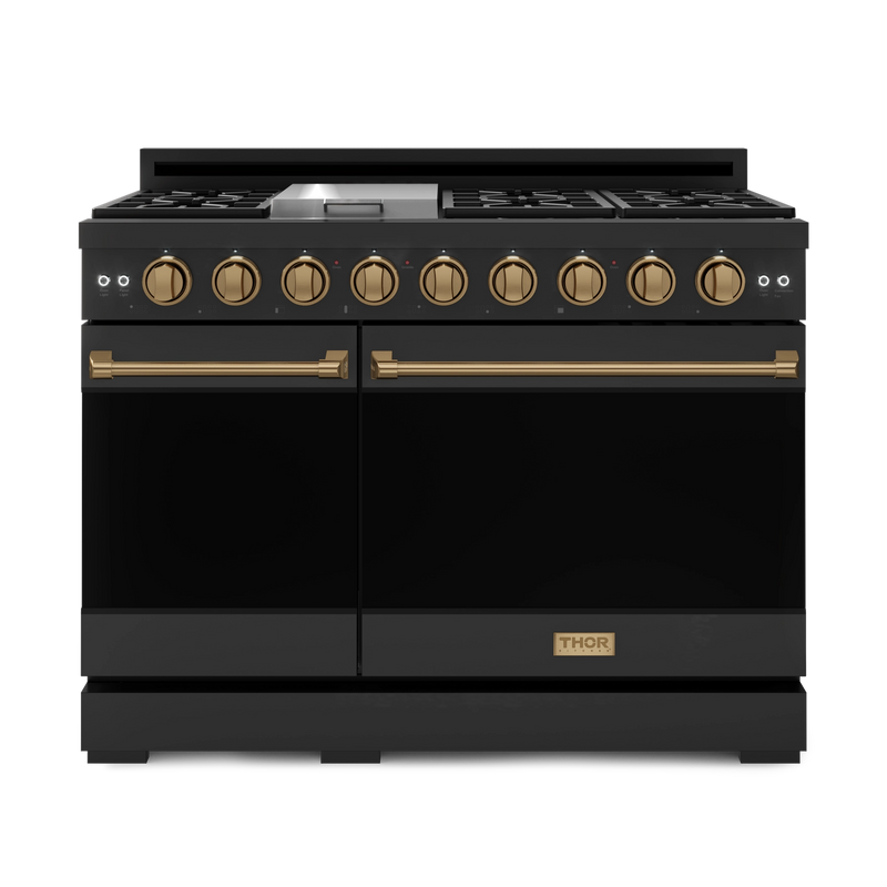 THOR Kitchen - 48-inch Gordon Ramsay Series Professional LP Range with Pro-Style Knobs in Black/Bronze - RSG48EBLP-BRZ - IMG1