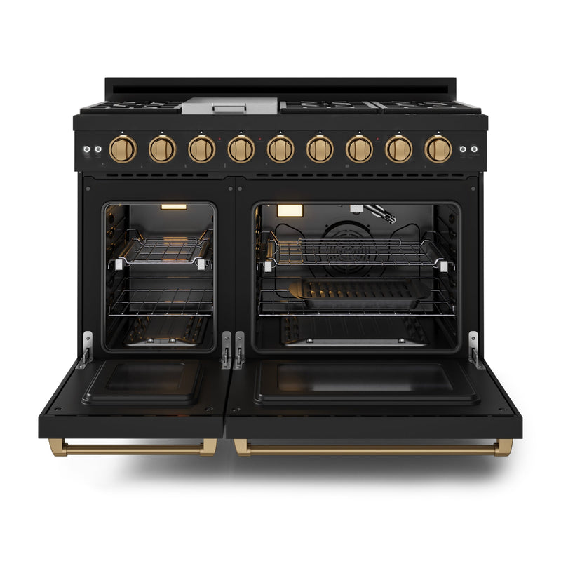 THOR Kitchen - 48-inch Gordon Ramsay Series Professional LP Range with Pro-Style Knobs in Black/Bronze - RSG48EBLP-BRZ - IMG2