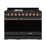 THOR Kitchen - 48-inch Gordon Ramsay Series Professional Gas Range with Tilt Panel Touch Control in Black/Rose Gold - RSG48EB-RSG - IMG1