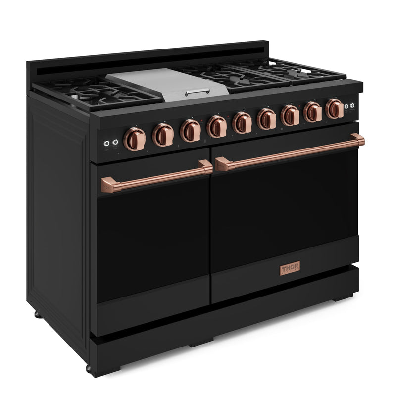 THOR Kitchen - 48-inch Gordon Ramsay Series Professional LP Range with Pro-Style Knobs in Black/Rose Gold - RSG48EBLP-RSG - IMG3