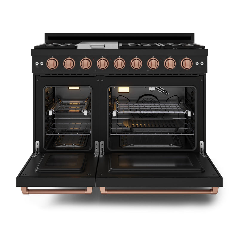 THOR Kitchen - 48-inch Gordon Ramsay Series Professional LP Range with Pro-Style Knobs in Black/Rose Gold - RSG48EBLP-RSG - IMG2