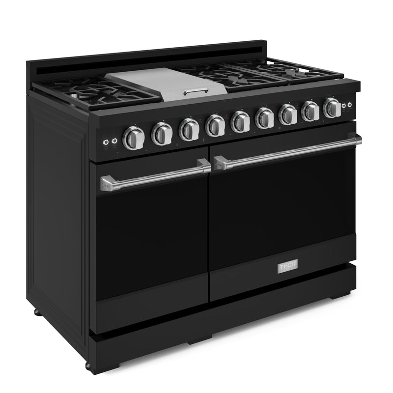 THOR Kitchen - 48-inch Gordon Ramsay Series Professional Gas Range with Pro-Style Knobs in Black/Stainless Steel - RSG48EB-SS - IMG3