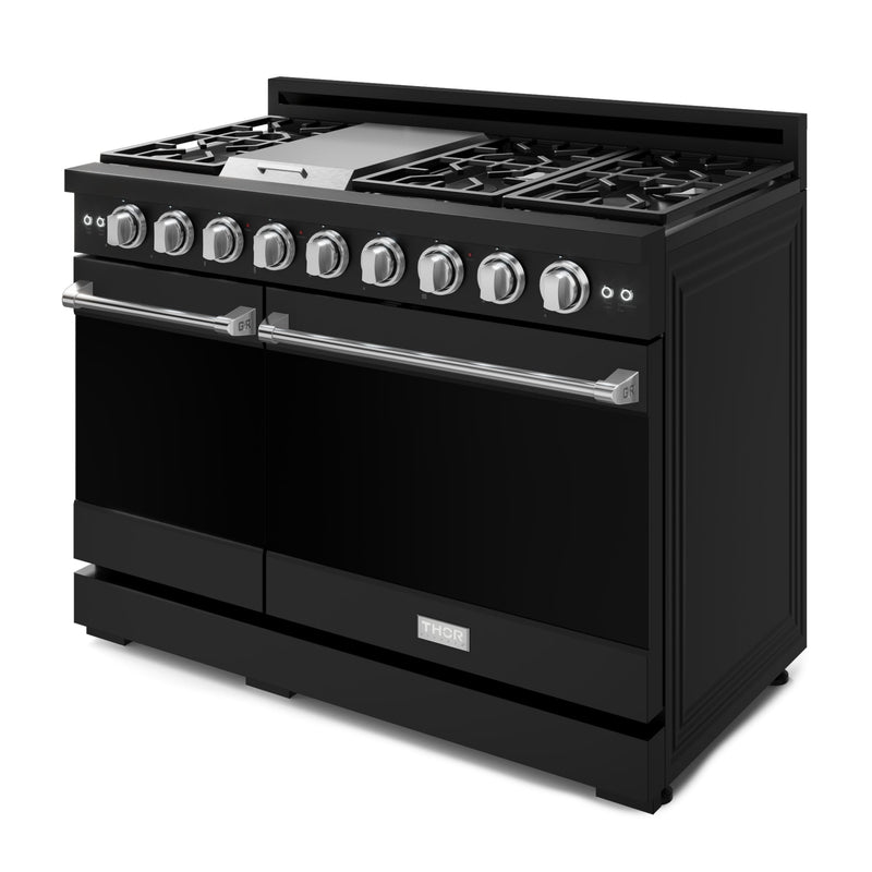 THOR Kitchen - 48-inch Gordon Ramsay Series Professional Gas Range with Pro-Style Knobs in Black/Stainless Steel - RSG48EB-SS - IMG2