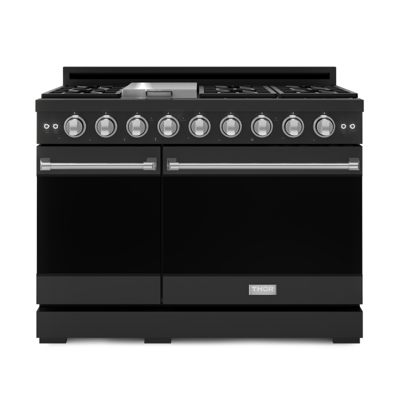 THOR Kitchen - 48-inch Gordon Ramsay Series Professional LP Range with Pro-Style Knobs in Black/Stainless Steel - RSG48EBLP-SS - IMG1