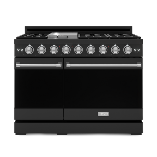 THOR Kitchen - 48-inch Gordon Ramsay Series Professional LP Range with Pro-Style Knobs in Black/Stainless Steel - RSG48EBLP-SS - IMG1