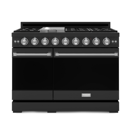 THOR Kitchen - 48-inch Gordon Ramsay Series Professional Gas Range with Pro-Style Knobs in Black/Stainless Steel - RSG48EB-SS - IMG1