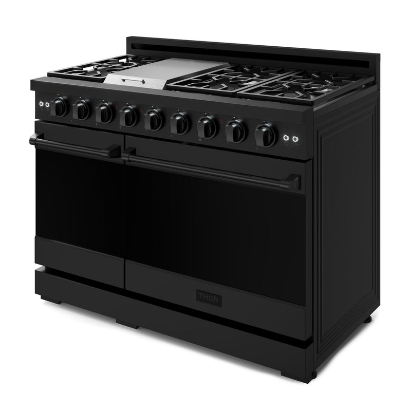 THOR Kitchen - 48-inch Gordon Ramsay Series Professional Gas Range with Pro-Style Knobs in Black - RSG48EB - IMG3