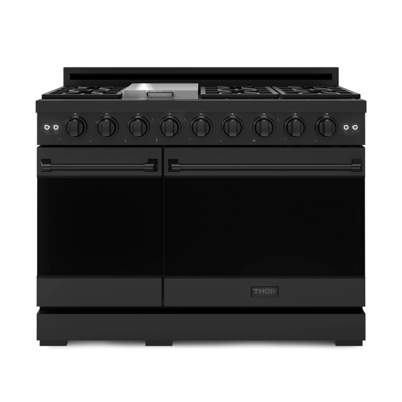 THOR Kitchen - 48-inch Gordon Ramsay Series Professional Gas Range with Pro-Style Knobs in Black - RSG48EB - IMG1