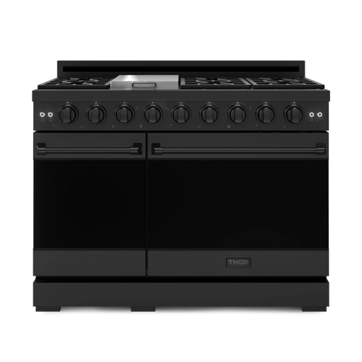 THOR Kitchen - 48-inch Gordon Ramsay Series Professional Gas Range with Pro-Style Knobs in Black - RSG48EB - IMG1