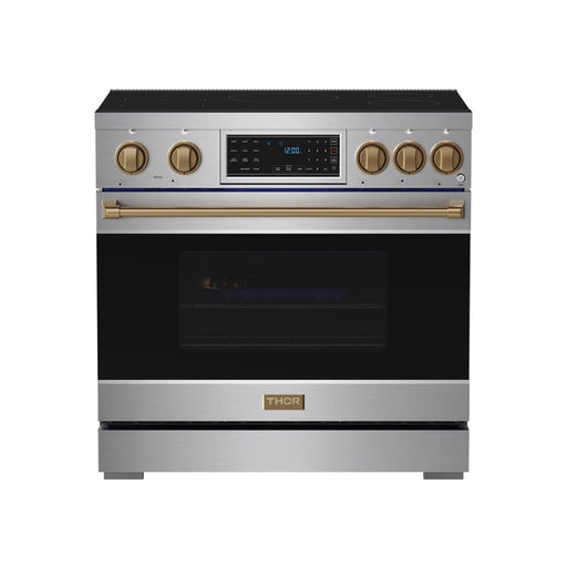 THOR Kitchen - 36-inch Gordon Ramsay Series Professional Induction Range with Tilt Panel Touch Control in Stainless Steel and Bronze - RSI36-BRZ - IMG1