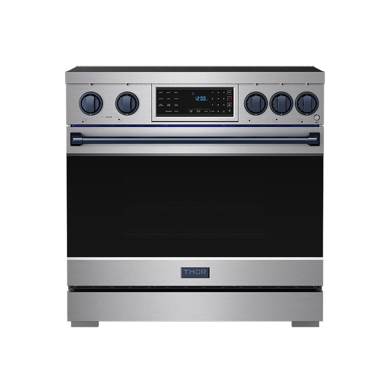 THOR Kitchen - 36-inch Gordon Ramsay Series Professional Induction Range with Tilt Panel Touch Control in Stainless Steel and Blue - RSI36-BLU - IMG1