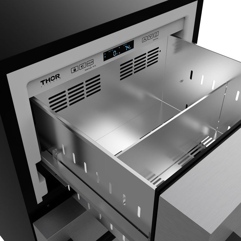THOR Kitchen - Gordon Ramsay Series 24″ Undercounter Built-In / Freestanding Drawer Freezer Stainless Steel/Black - RZ24U-BLK - IMG9