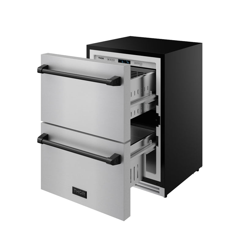 THOR Kitchen - Gordon Ramsay Series 24″ Undercounter Built-In / Freestanding Drawer Freezer Stainless Steel/Black - RZ24U-BLK - IMG6