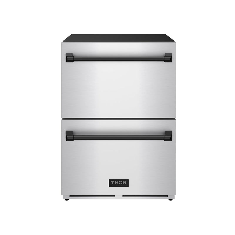THOR Kitchen - Gordon Ramsay Series 24″ Undercounter Built-In / Freestanding Drawer Freezer Stainless Steel/Black - RZ24U-BLK - IMG1
