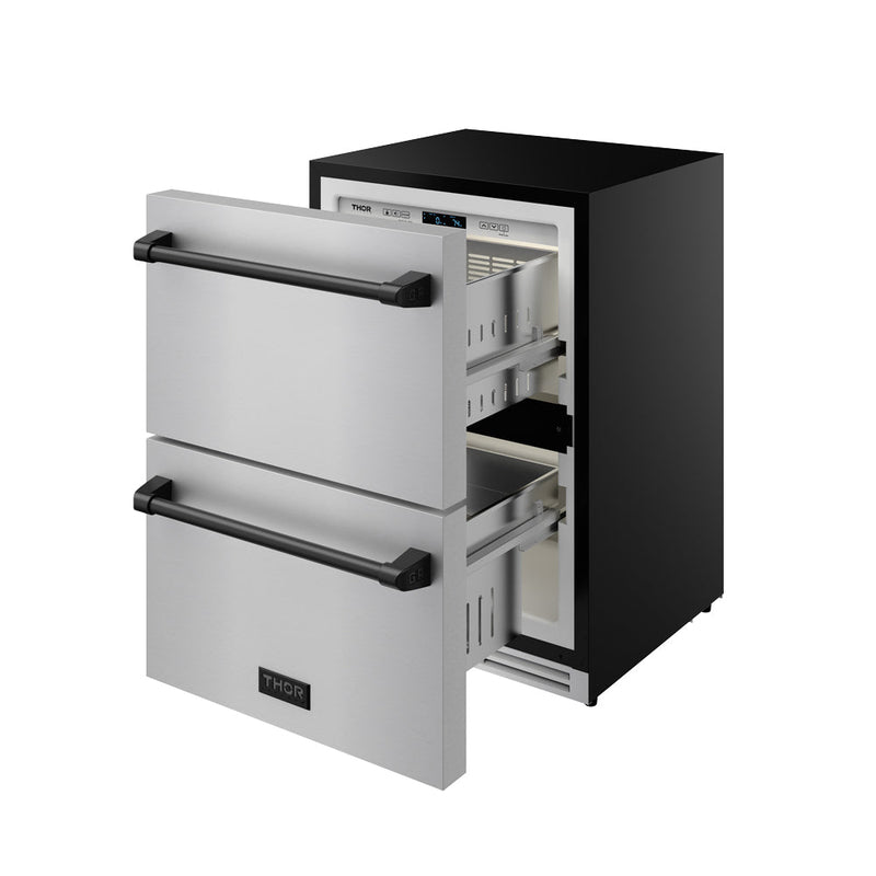 THOR Kitchen - Gordon Ramsay Series 24″ Undercounter Built-In / Freestanding Drawer Freezer Stainless Steel/Black - RZ24U-BLK - IMG5