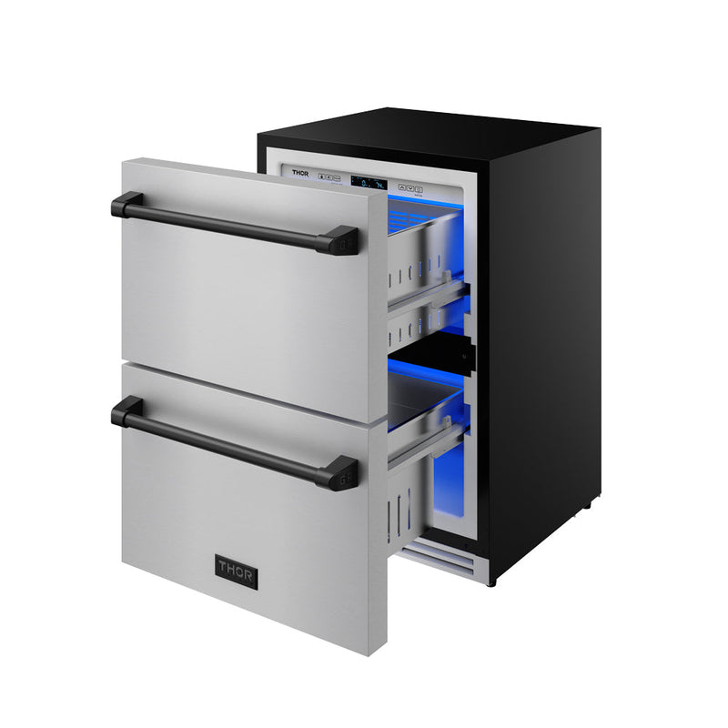 THOR Kitchen - Gordon Ramsay Series 24″ Undercounter Built-In / Freestanding Drawer Freezer Stainless Steel/Black - RZ24U-BLK - IMG7