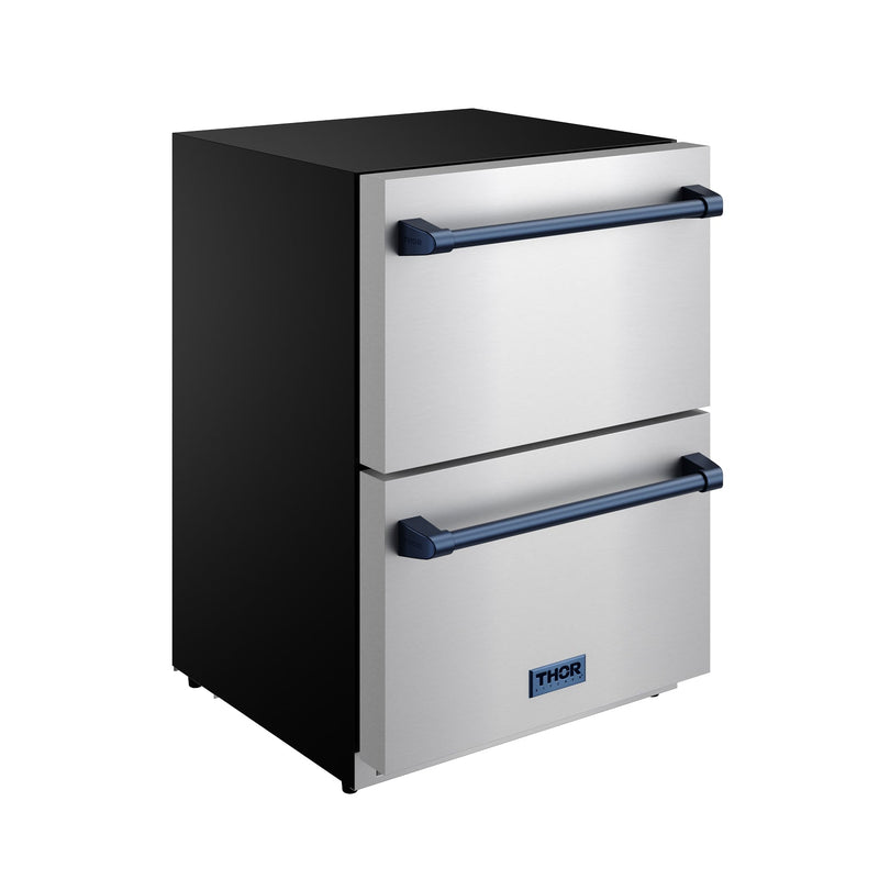 THOR Kitchen - Gordon Ramsay Series 24″ Undercounter Built-In / Freestanding Drawer Freezer Stainless Steel/Blue - RZ24U-BLU - IMG2