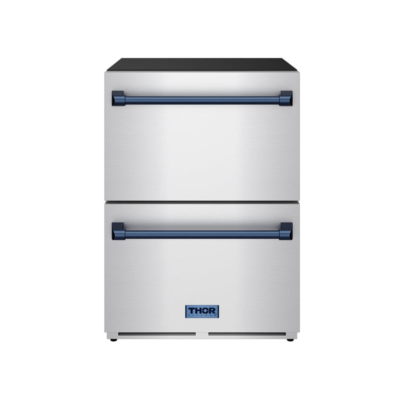 THOR Kitchen - Gordon Ramsay Series 24″ Undercounter Built-In / Freestanding Drawer Freezer Stainless Steel/Blue - RZ24U-BLU - IMG1