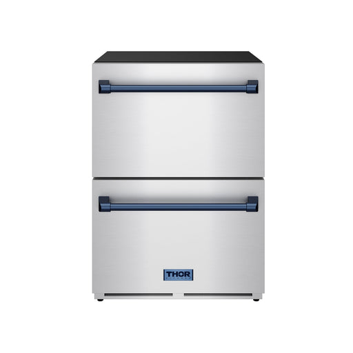 THOR Kitchen - Gordon Ramsay Series 24″ Undercounter Built-In / Freestanding Drawer Freezer Stainless Steel/Blue - RZ24U-BLU - IMG1