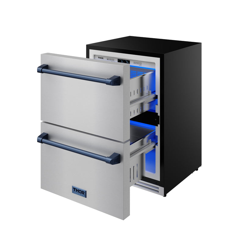 THOR Kitchen - Gordon Ramsay Series 24″ Undercounter Built-In / Freestanding Drawer Freezer Stainless Steel/Blue - RZ24U-BLU - IMG6